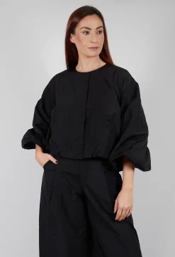 Fukkura Poplin Short Jacket in Black
