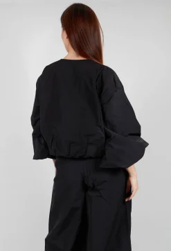 Fukkura Poplin Short Jacket in Black