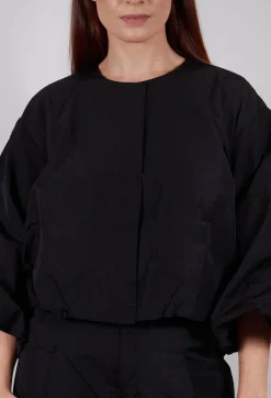 Fukkura Poplin Short Jacket in Black