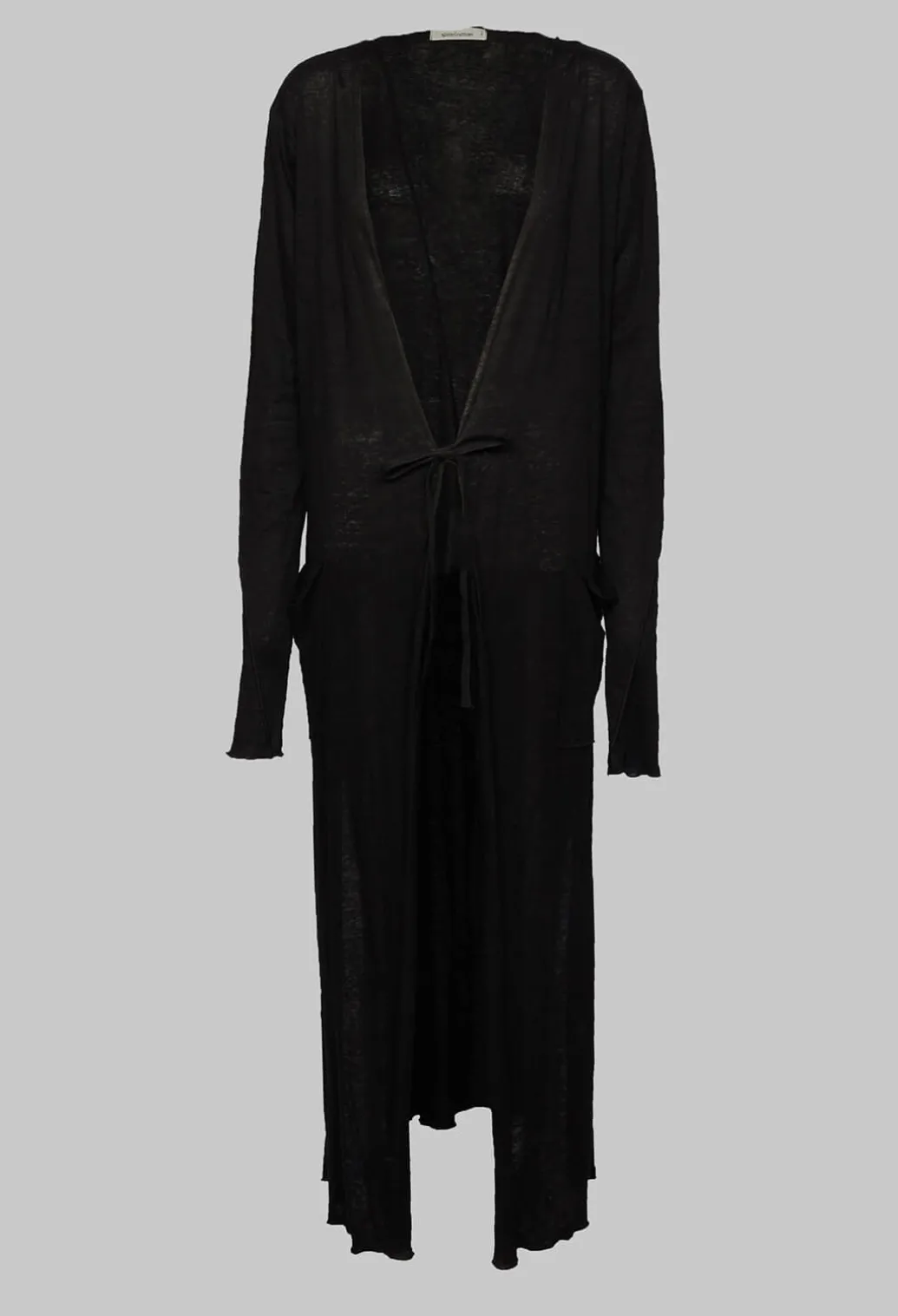 Full Length Cardigan with Tie Waist in Black