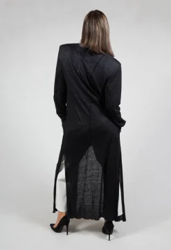 Full Length Cardigan with Tie Waist in Black