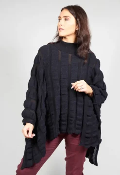 Funnel Neck Poncho in Black