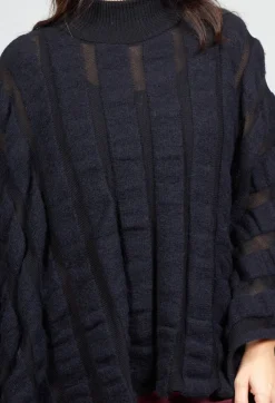 Funnel Neck Poncho in Black
