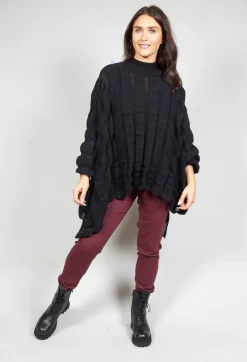 Funnel Neck Poncho in Black