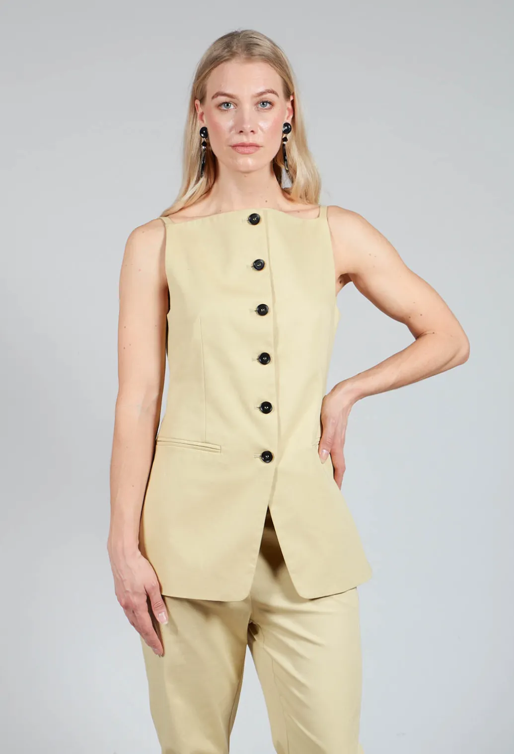 Gabardine Waistcoat in Pear Sorbet