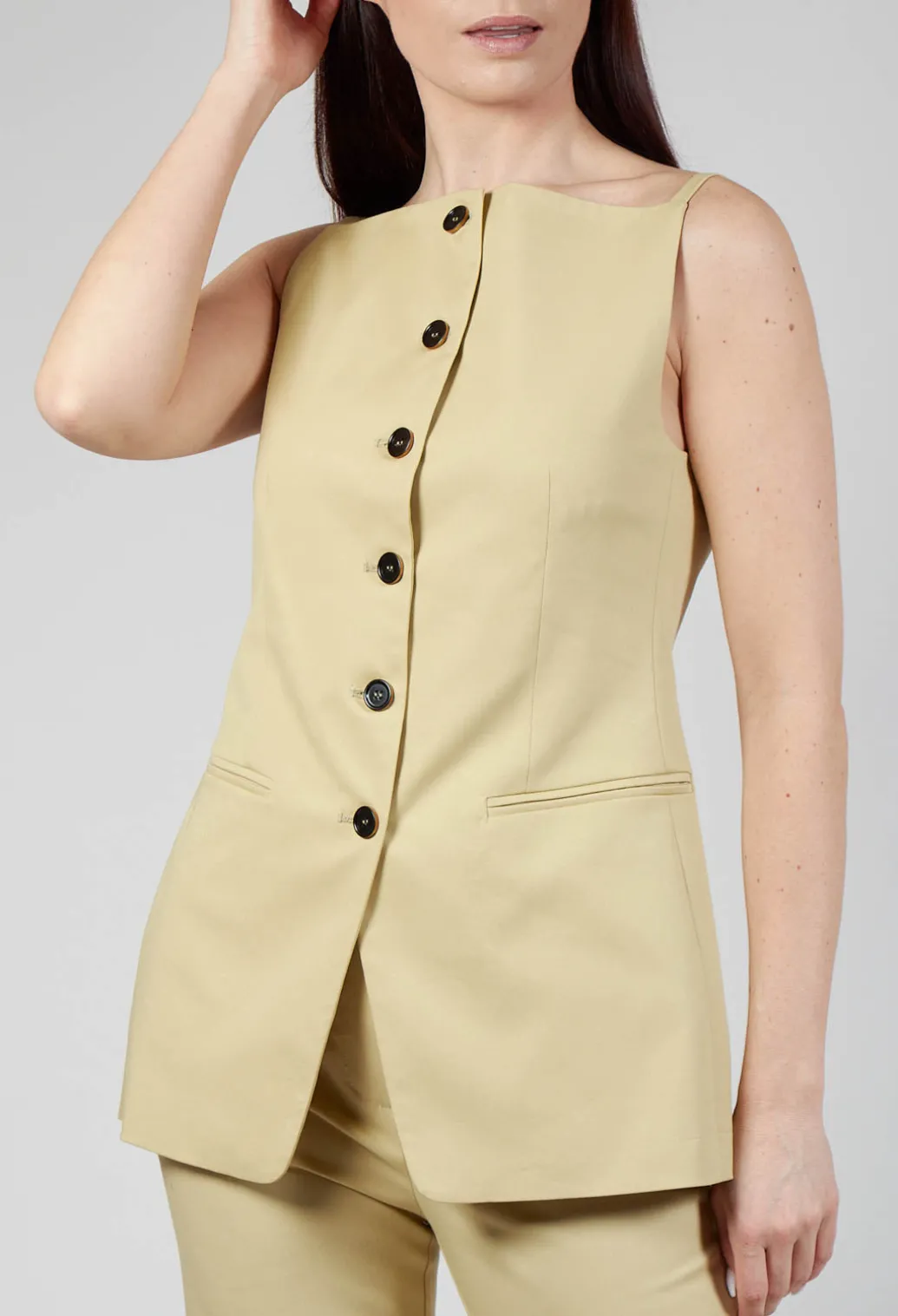 Gabardine Waistcoat in Pear Sorbet