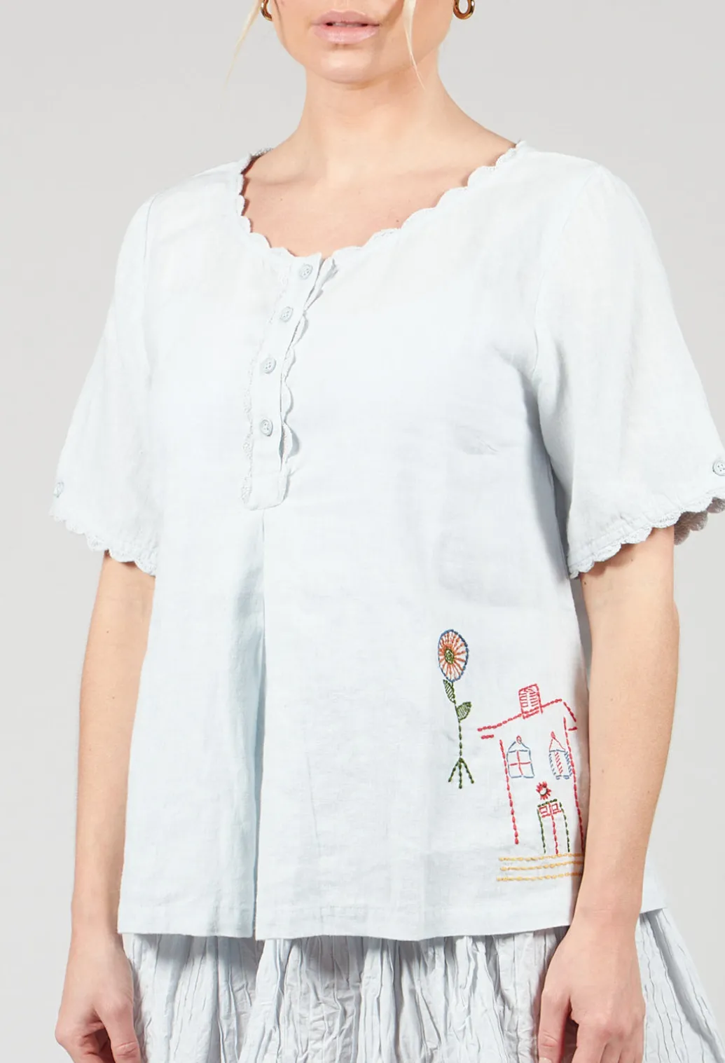 Gabriella Blouse in Ice Blue
