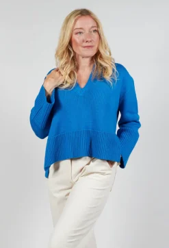 Garment Dyed Wool Sweater in Bright Cobalt