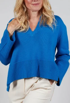 Garment Dyed Wool Sweater in Bright Cobalt