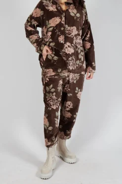 Gaston Trousers in Velour Fleur Chocolat