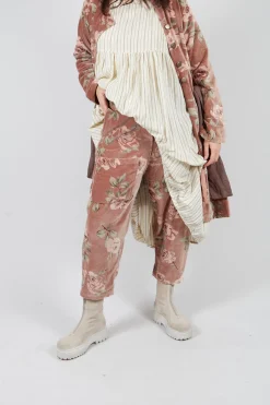 Gaston Trousers in Velour Fleur Rose