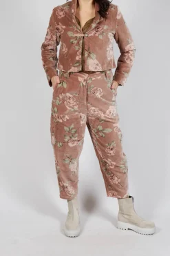 Gaston Trousers in Velour Fleur Rose