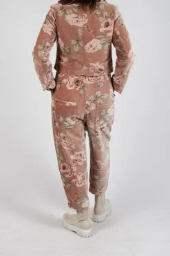 Gaston Trousers in Velour Fleur Rose