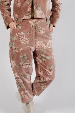 Gaston Trousers in Velour Fleur Rose