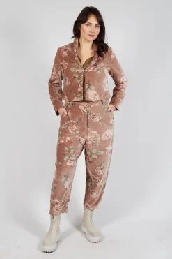 Gaston Trousers in Velour Fleur Rose