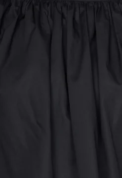 Gathered Blouse in Black Poplin