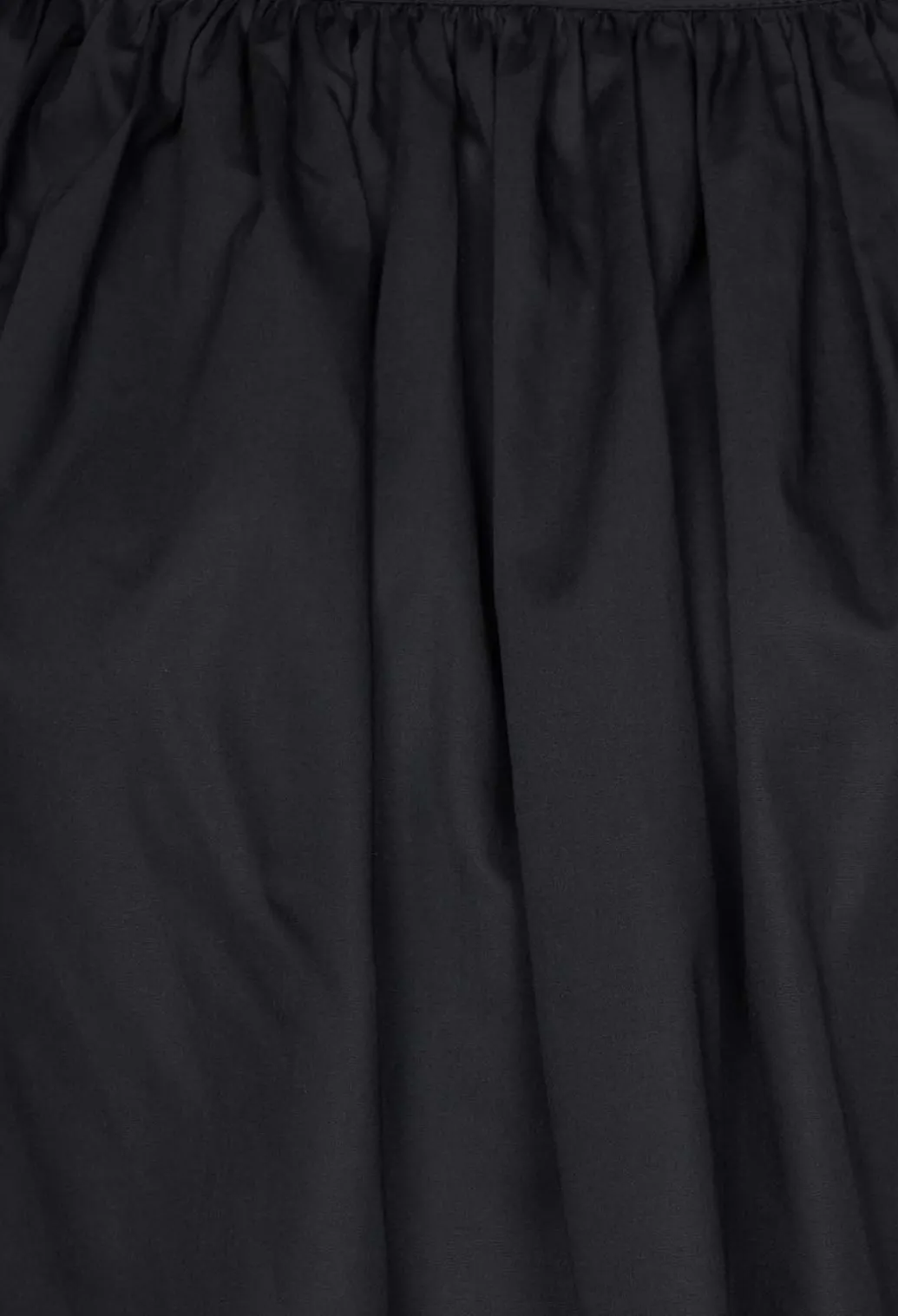 Gathered Blouse in Black Poplin