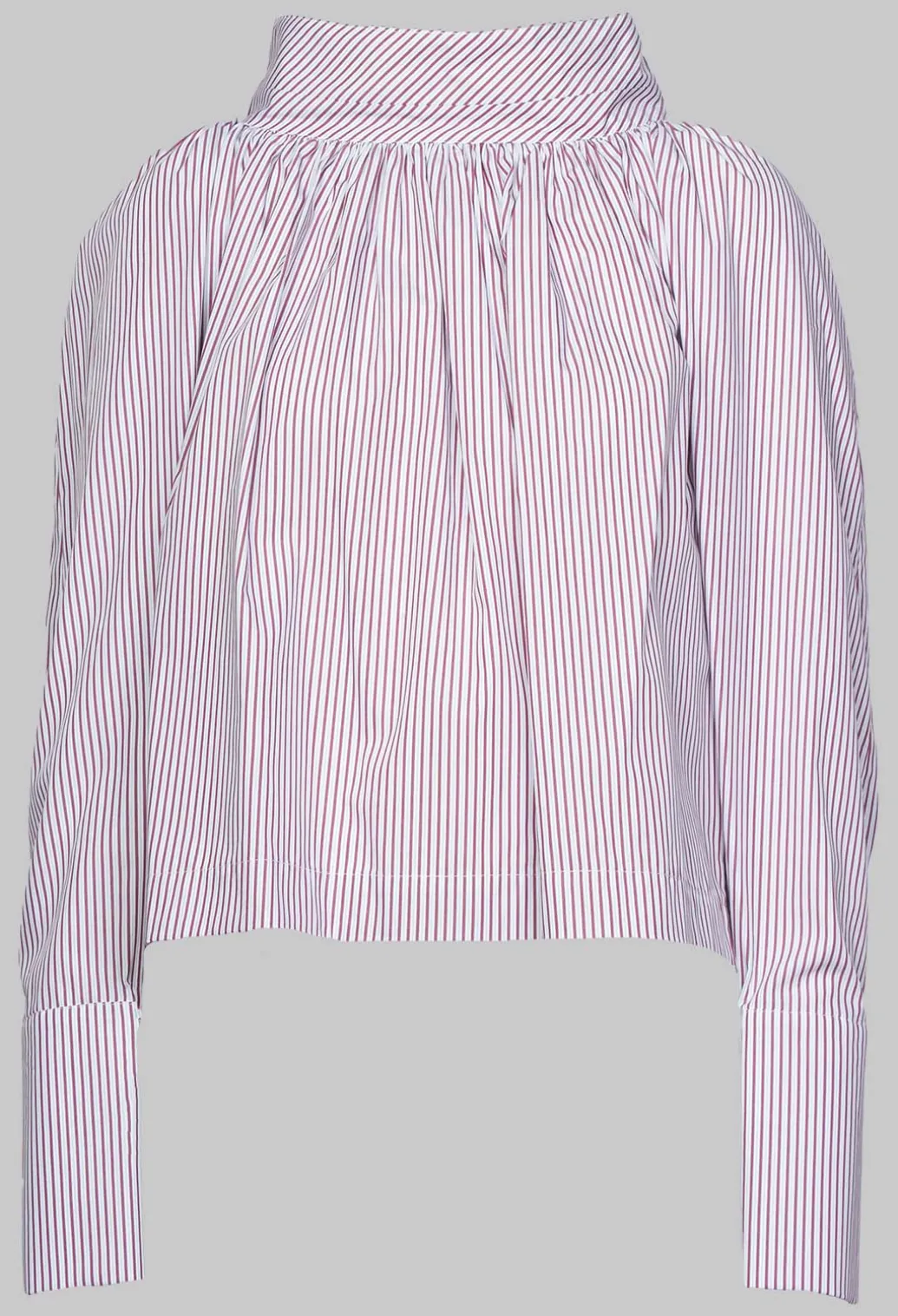 Gathered Blouse in Blue Red Stripe