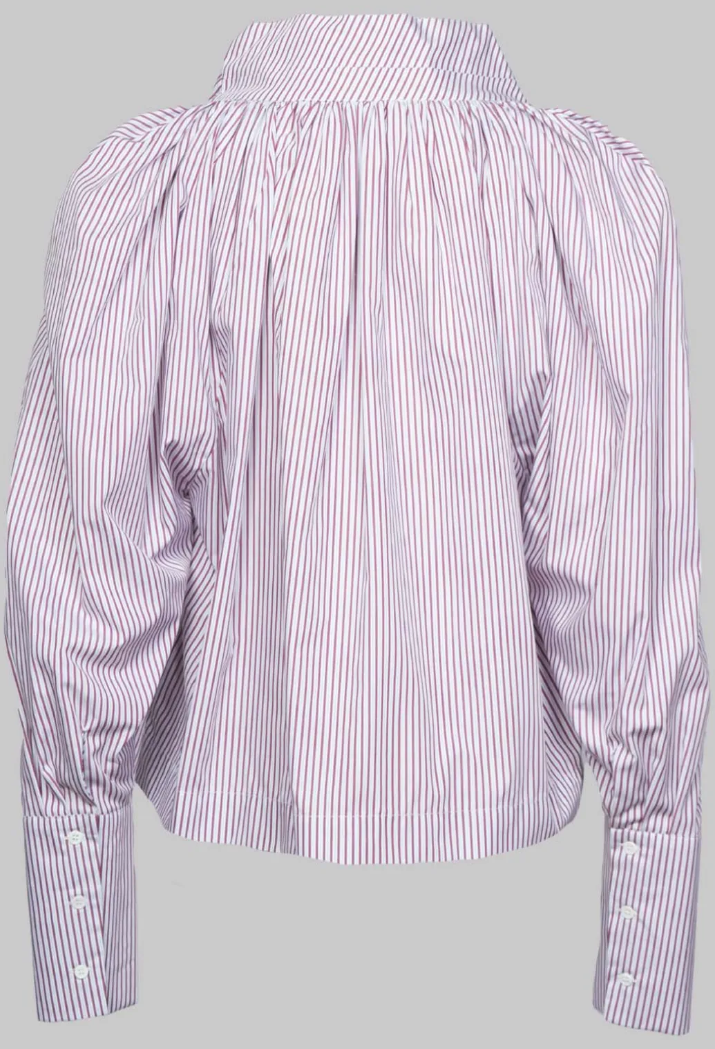 Gathered Blouse in Blue Red Stripe