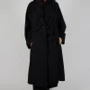 Gathered Coat in Black