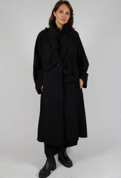 Gathered Coat in Black