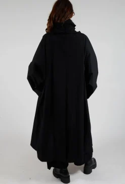 Gathered Coat in Black