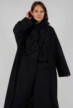Gathered Coat in Black