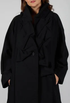 Gathered Coat in Black