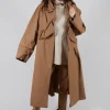 Gathered Coat in Camel