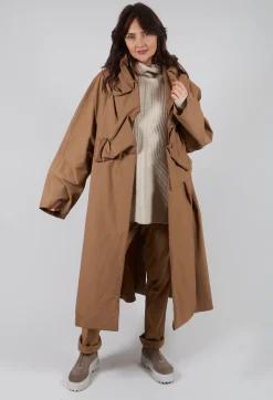 Gathered Coat in Camel