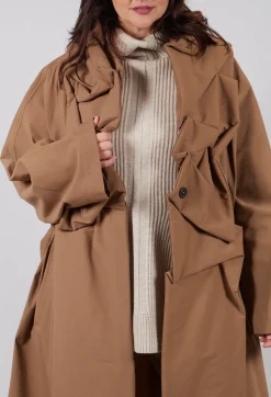 Gathered Coat in Camel