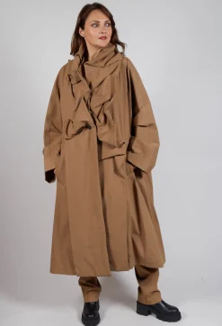 Gathered Coat in Camel