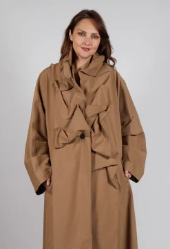 Gathered Coat in Camel