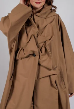 Gathered Coat in Camel