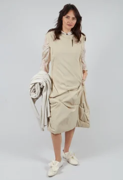 Gathered Dress in Bone