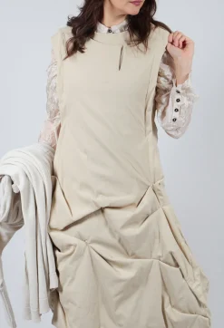 Gathered Dress in Bone