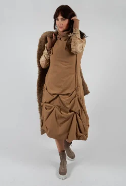 Gathered Dress in Camel