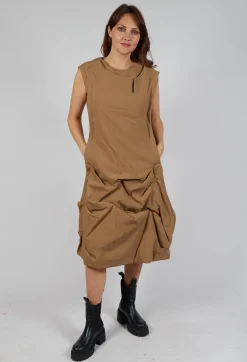 Gathered Dress in Camel
