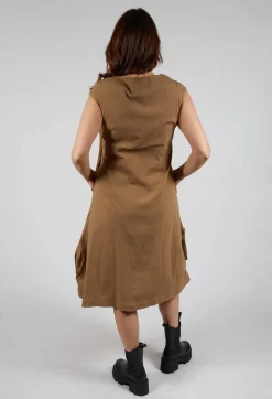 Gathered Dress in Camel