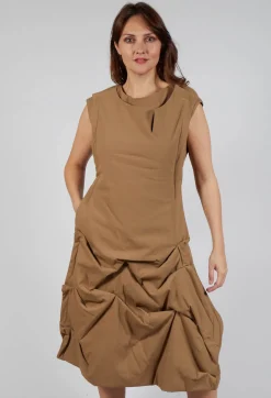 Gathered Dress in Camel