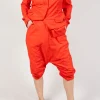 Gathered Hem Cropped Trousers in Mandarine