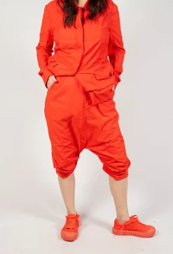 Gathered Hem Cropped Trousers in Mandarine