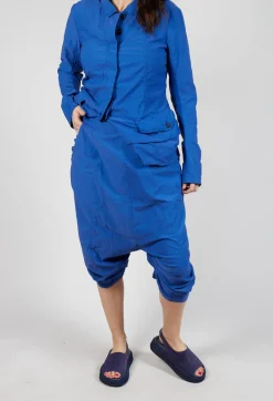 Gathered Hem Cropped Trousers in Royal
