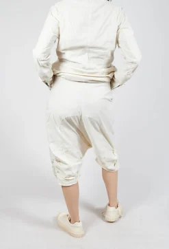 Gathered Hem Cropped Trousers in Greige