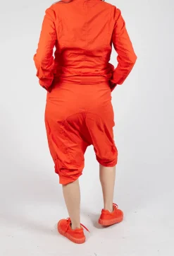 Gathered Hem Cropped Trousers in Mandarine