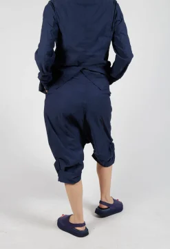 Gathered Hem Cropped Trousers in Ink