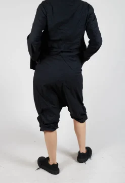 Gathered Hem Cropped Trousers in Black