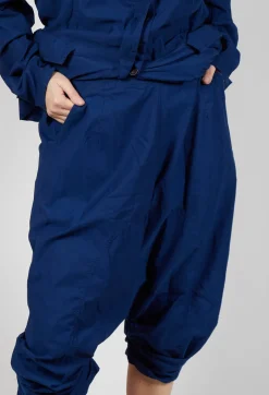 Gathered Hem Cropped Trousers in Ocean