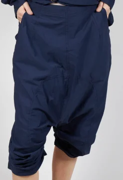 Gathered Hem Cropped Trousers in Ink