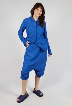 Gathered Hem Cropped Trousers in Royal
